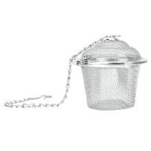 (As show, One size) Stainless Steel Tea Strainer Mesh Ball Herbal Spice Filter Soup Infuser with Chain(S)