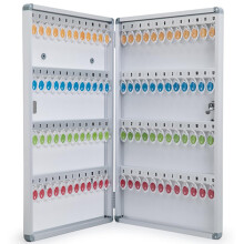 Wall Mounted Key Cabinet, 96Key Capacity, Metal Lock Box With Numbered Hooks And Tags, Secure Key Management System