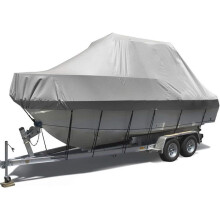 LXXW Waterproof Boat Cover Marine Tarp, VHull, Storage Bag, Grey (1719FT)