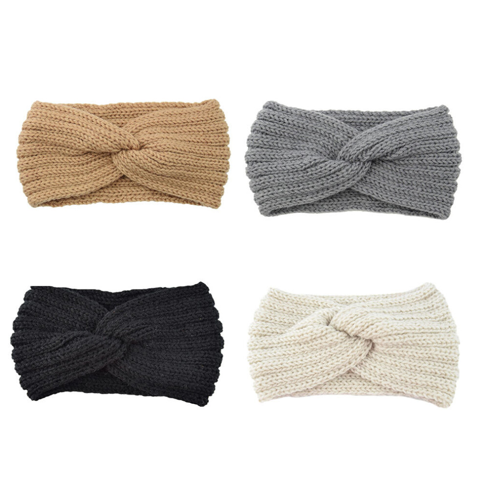 4 Stuks Gebreide Haarband Met Cross-Rand Voor Vrouwen-image