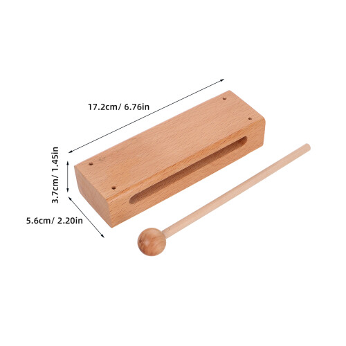 Light Yellow Wood Block Hand Chime Orff Percussion Classroom Tool 2