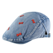Béret à nœuds papillon pour femmes, chapeau Vintage en-En bleu