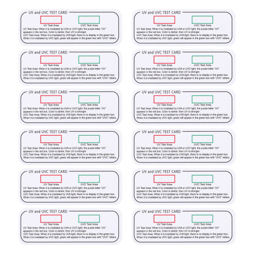 12pcs uvc-uva test cards for identifying uv light