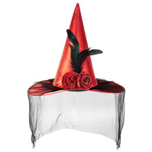 Chapeau de sorcière pointu tendance, chapeau de magicien-Rouge