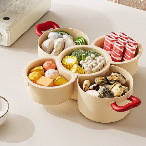 Multi Layer Stackable Kitchen Tray For Vegetable-cream white 2