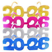 4Pcs Glitter 2026 Party Glasses Pc Assorted Color New Year Photo Props