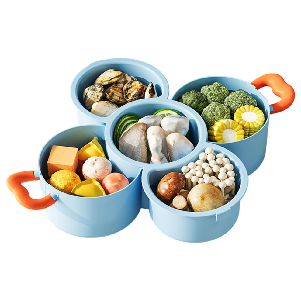 Space Saving Stackable Prep Tray Divided Sections Draining-Blue