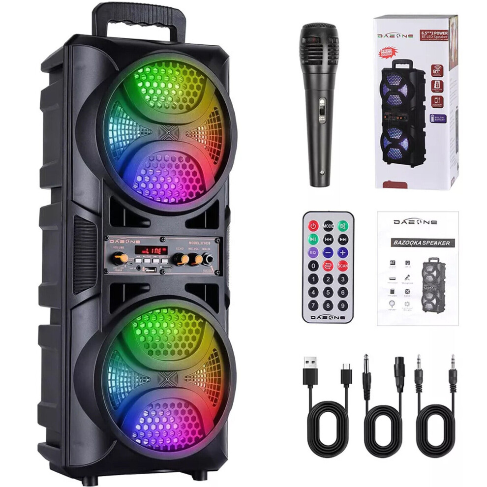 3000W Portable Bluetooth Speaker Sub Woofer Heavy Bass Sound System Party & Mic 123456981119