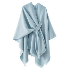 Poncho enveloppant pour femme, châle ouvert sur le-Bleu ciel