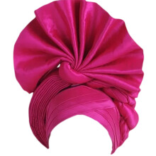 Élégant Stretch Gele Head Wrap Auto Gele Turban pour-rose rouge