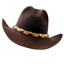 Chapeau feutré en laine avec ceinture en cuir, chapeau-brun