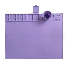 Silicone Craft Mat with Collapsible Cup, Heat Resistant Painting Pad with Brush Holder for Artists Purple
