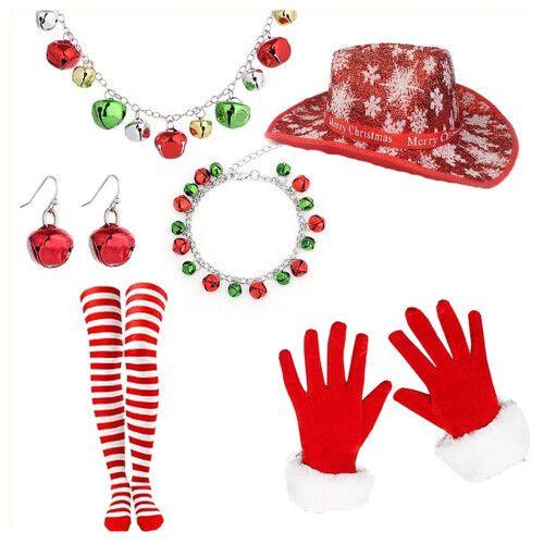 Costume de père noël, ensemble chapeau et collier de-Ensemble 3