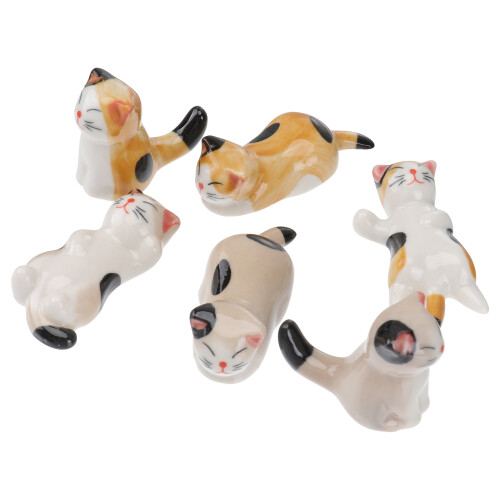 6Pcs Ceramic Chopsticks Rest Spoon Fork Holder Stand – Random Style