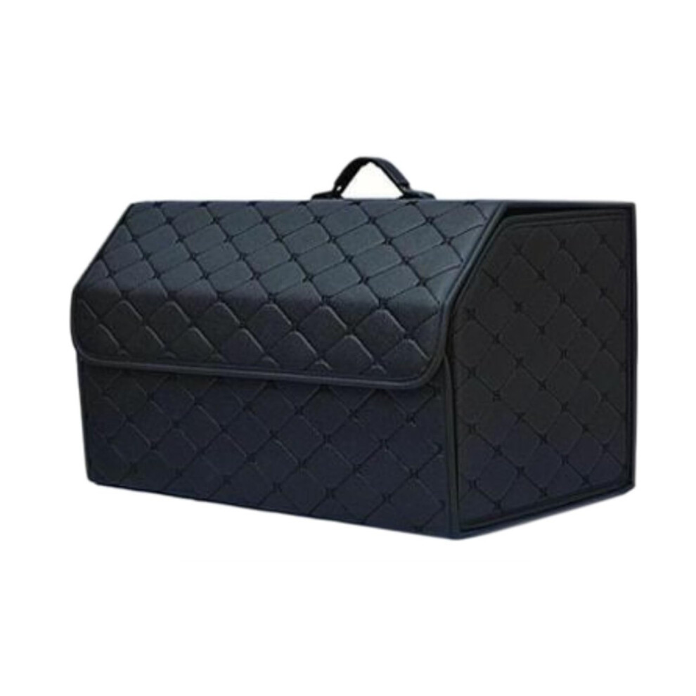 Car Boot Organiser Car Trunk Organizer Box, Large Capacity, Auto Multiuse Tools, Storage Bag, Tidying, Leather, Folding For Emergency( L) Black 9426802984071