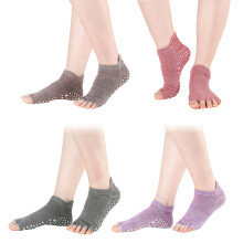 4Pair Toeless Yoga Socks with Anti-Skid Silicone Soles for Women Yoga
