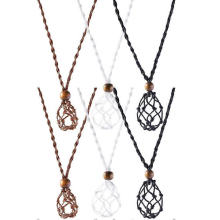 6 stuks koordstenen kettinghouders, geweven stenen houder, delicate kristallen kettinghouders