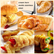 Cream Horn Molds 12Pcs Large Size Baking Cones Stainless Steel Roll Horn Forms Conical Danish Pastry Croissant Cones Moulds