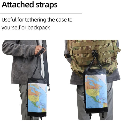 Waterproof Map Case, Foldable Transparent Dry Bag For Camping, 48.5x30 cm, Removable Shoulder Strap 1