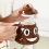 Κούπα καφέ Poop Expression, καφέ κεραμική κούπα με κουτάλι σε σχήμα κακού, αστεία και χ 4