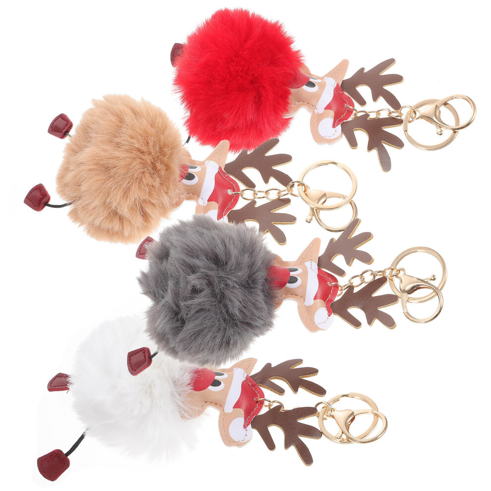 4 Portachiavi Alce Natale Con Sfera E Ciondolo Cartoon