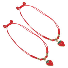 2Pz Bracciali Corda Intrecciati Fragola Rosso in Per Ragazze