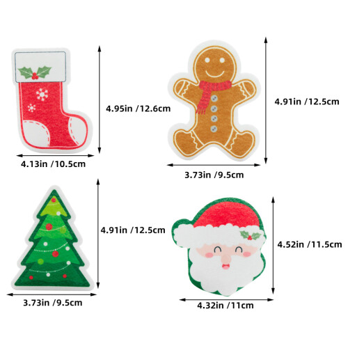 4Pcs Christmas Dishwashing Sponges, Reusable Thick Kitchen Scrubbers 2
