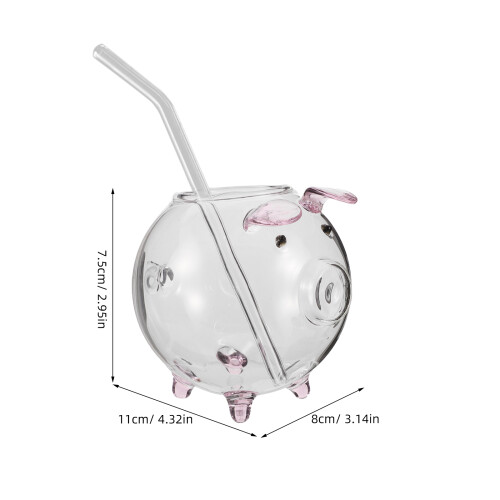 Bicchiere Cocktail A Forma Maiale 220 Ml Con Cannuccia Per Bevande 1