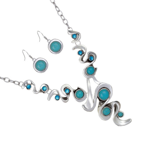 Conjunto Colar E Estilo Boho Com Turquesa
