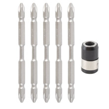 5Pcs S2 Screwdriver Bits Set 100Mm Phillips Strong Magnet Driver Steel Double Hex Shank With Magnetizer Ring