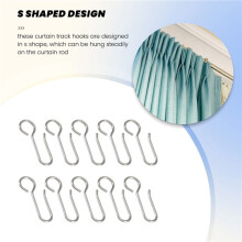80pcs Metal Curtain Track Hooks S Shaped Stainless Ceiling Curtain Track Shower Curtain Decoration Hooks
