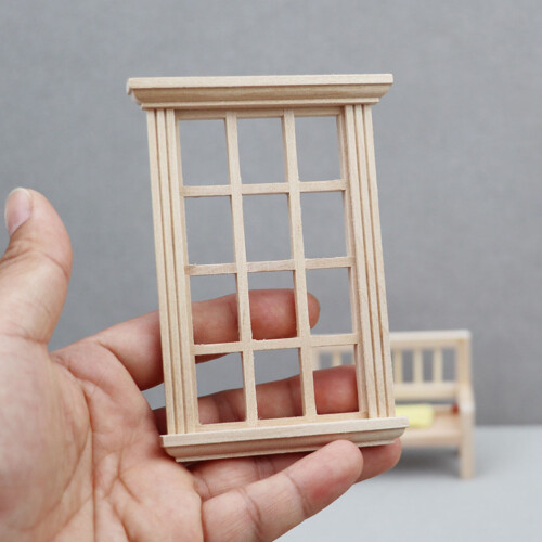 Doll House Window Prop DIY Mini Casa Decoração Com 12 Painéis 2