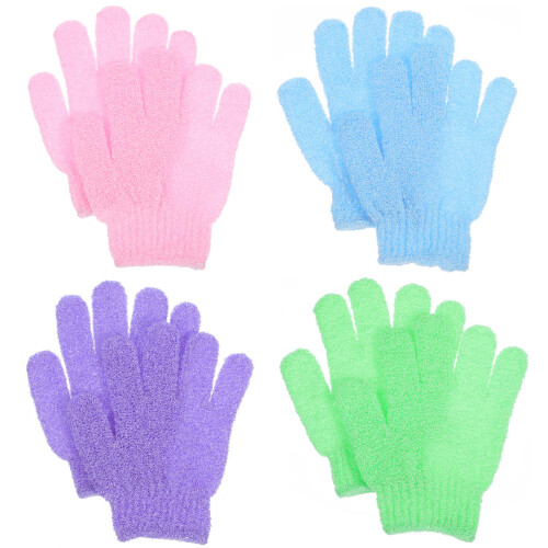 4 de luvas de banho esfoliantes nylon para chuveiro