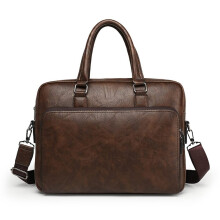 Leather Laptop Bag With Shoulder Strap, Briefcase Style, Professional Look, One Size, For Office And Travel