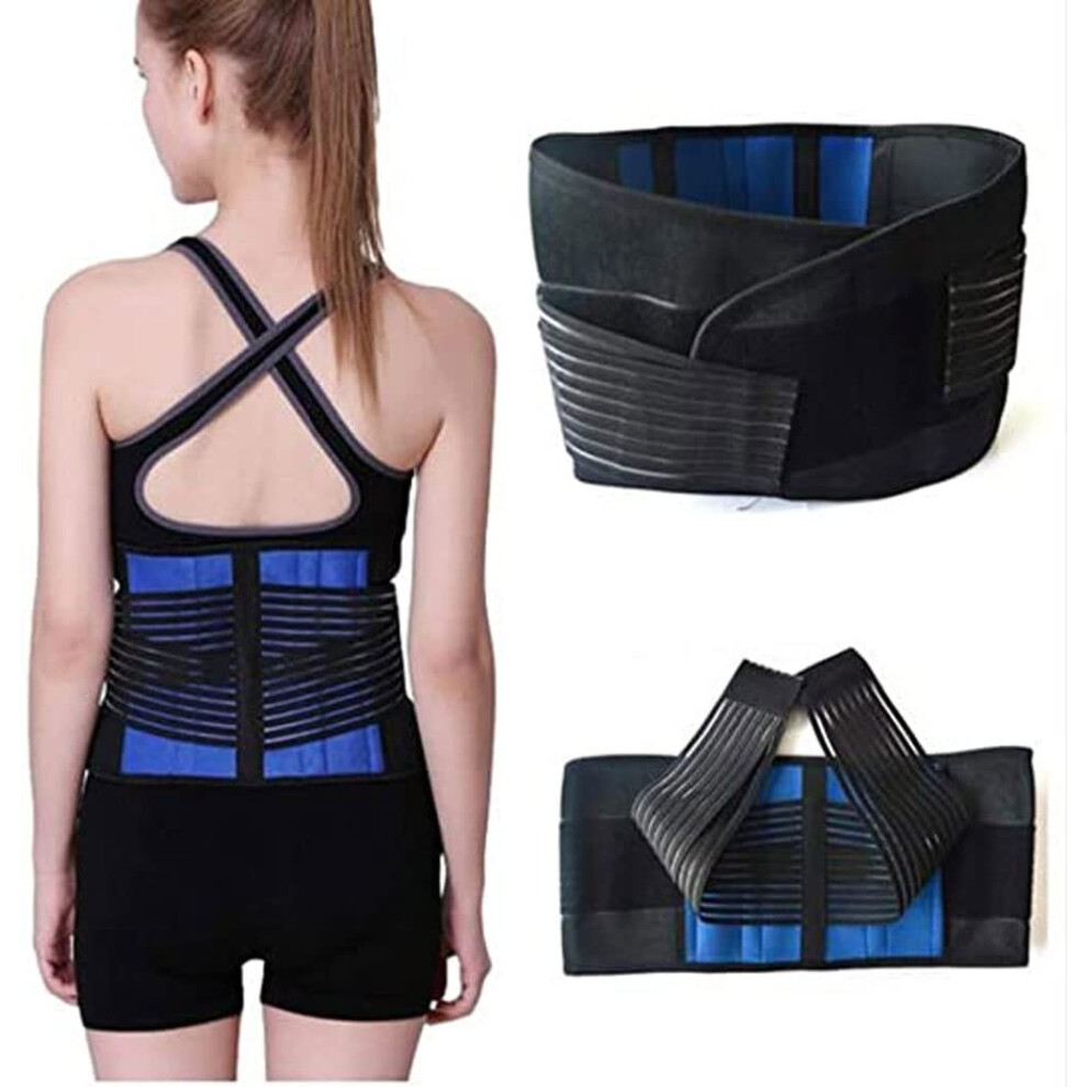 Black Back Brace Lumbar Support Belt,Relieves Back For Back Pain And For Injury Prevention,For Gym Posture Weightlifting Work Sports L/Large