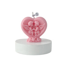 Bougie d'aromathérapie en forme de cœur, bougie décorative-Rose
