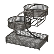 Panier en métal élégant, motif de grille,-Noir trois couches