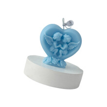 Bougie d'aromathérapie en forme de cœur, bougie décorative-Bleu