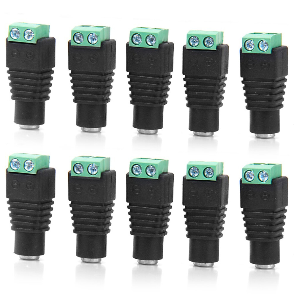 10Pcs 5.5Mm X 2.1Mm Female Dc Power Connector To Screw Terminal Adapter For Cctv Power Supply 9365049482110