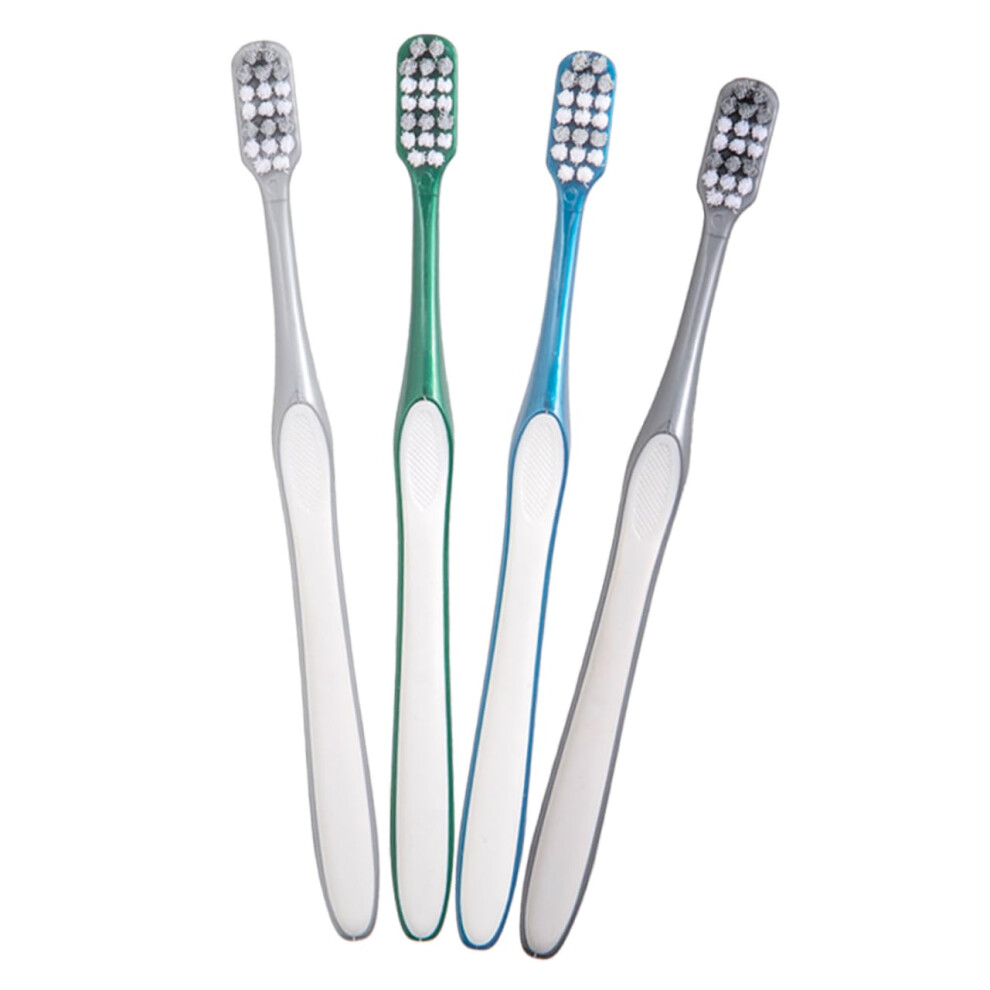 4Pcs Hard Bristle Toothbrush for Men with Deep Cleaning Bristles and Ergonomic Grip for Travel