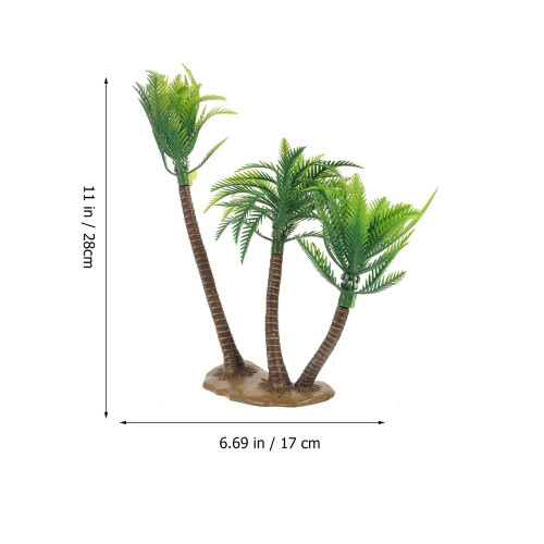 Green Plastic Artificial Coconut Tree for Home Fish Tank Decor 2