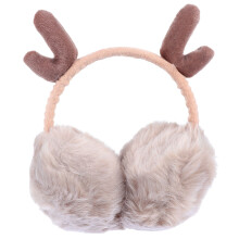 1Pc Children Plush Antler Earmuff Khaki Warm Flexible Ear Protector