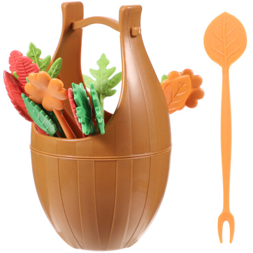 17pcs Salad Fruit Pick Cocktail Sticks Fruit Picks Fruit Fork Leaves