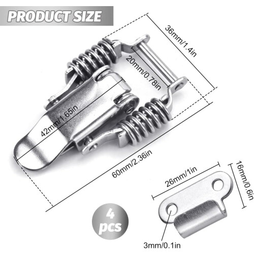 Anti-Corrosion Toggle Latch, Spring Loaded Stainless Steel Hardware For Toolbox Lock 1