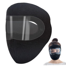 Winter Face Mask 2Pack Warm Fleece, Adjustable FullFace, Clear Eye Film, Windproof Ski Mask for Outdoor Winter, Black