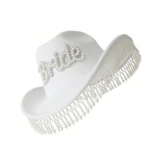 Chapeau de cow-girl avec franges de perles pour femme, chapeau-6