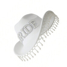 Chapeau de cow-girl féminin, chapeau de douche nuptiale,-2