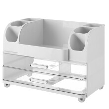 Organizer mit 2 Schubladen, robustem Kunststoff,-Porzellan weiß