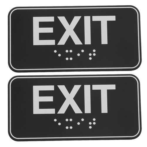 2Pcs Black Acrylic Vertical Exit Sign with Self Adhesive for Business