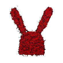 Chapeau tricoté chaud lapin oreille sans bride chapeau-Rouge